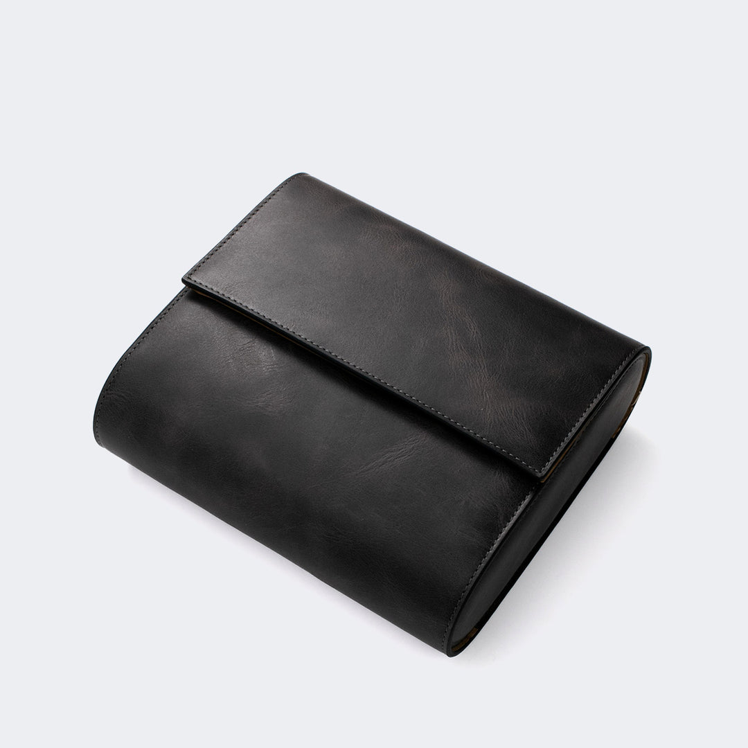 6'lı Deri Saat Kutusu - Antrasit - Watch Roll