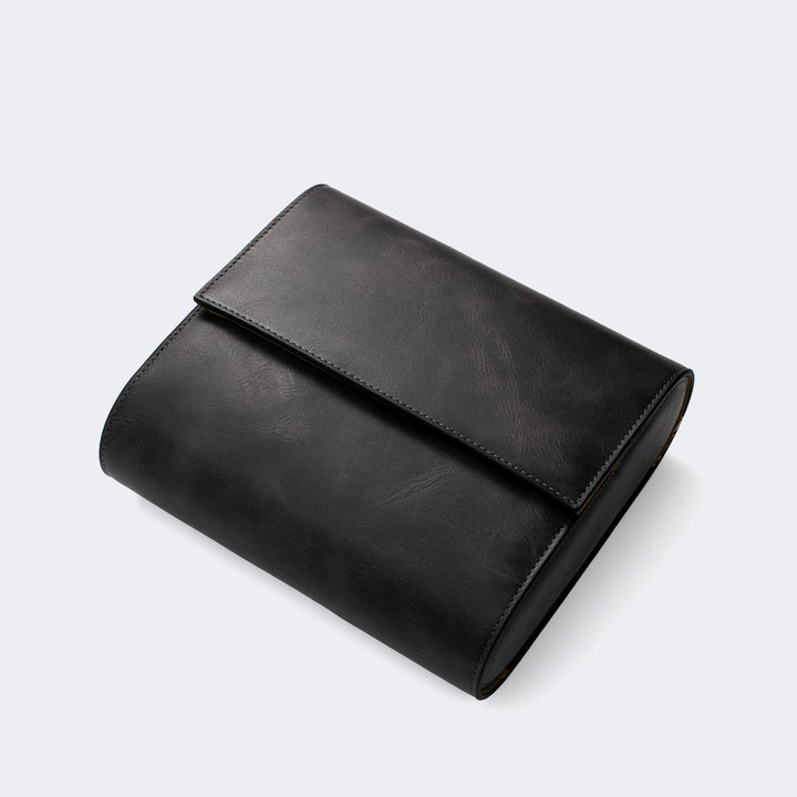 6'lı Deri Saat Kutusu - Antrasit - Watch Roll