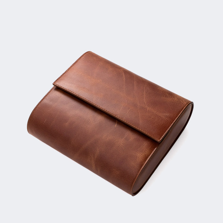 6'lı Deri Saat Kutusu - Tobacco - Watch Roll