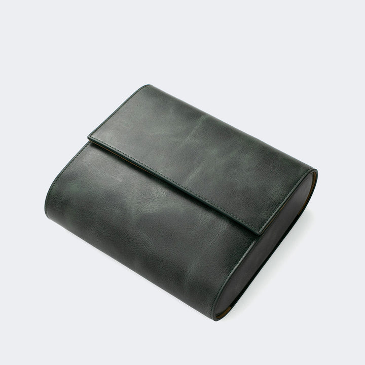 6'lı Deri Saat Kutusu - Zümrüt Yeşil - Watch Roll