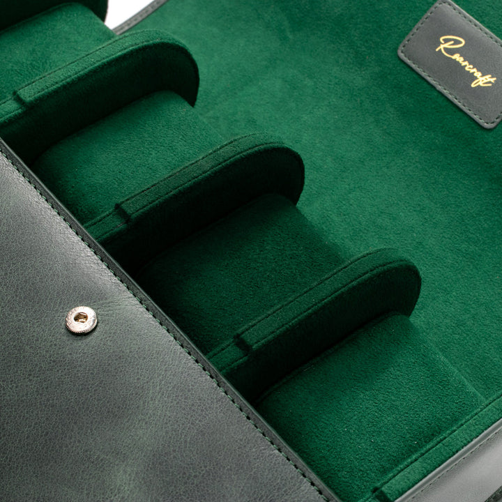 8'li Deri Saat Kutusu - Zümrüt Yeşil - Watch Roll