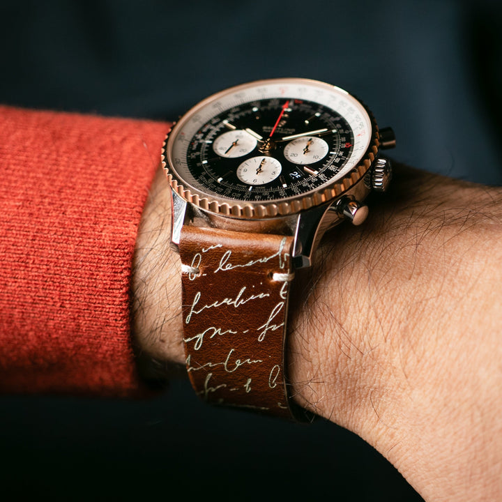Scritto White - Tek Kat Deri Saat Kayışı - Antik Kahve - Leather Strap