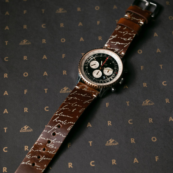 Scritto White - Tek Kat Deri Saat Kayışı - Antik Kahve - Leather Strap