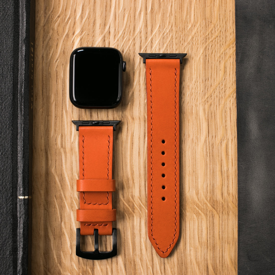 VegTan Deri Apple Watch Kayışı - Orange - Roarcraft TR