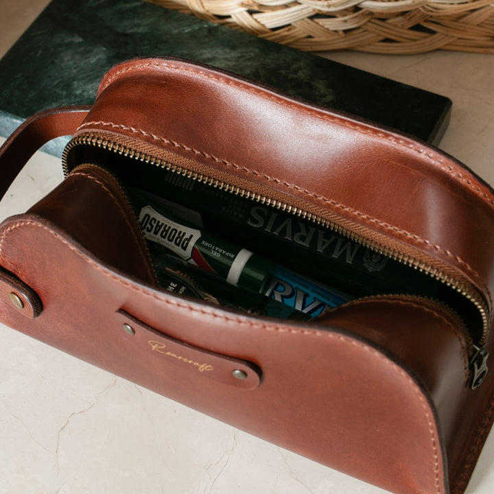 Deri Dopp Kit - Makyaj Çantası - Leather Case