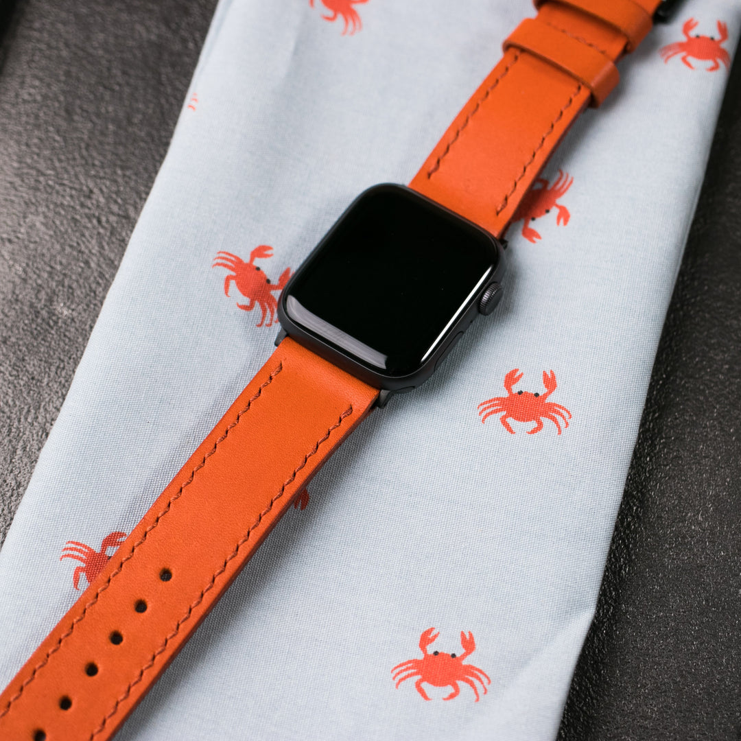 VegTan Deri Apple Watch Kayışı - Orange - Roarcraft TR