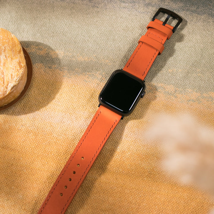VegTan Deri Apple Watch Kayışı - Orange - Roarcraft TR