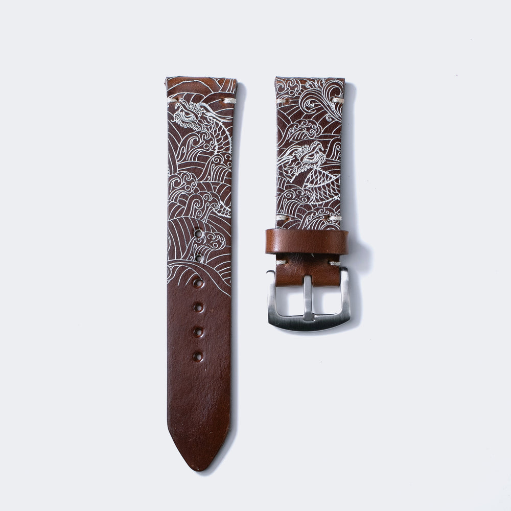 Dragon - Tek Kat Deri Saat Kayışı - Antik Kahve - Leather Strap