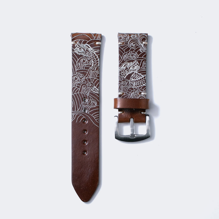 Dragon - Tek Kat Deri Saat Kayışı - Antik Kahve - Leather Strap