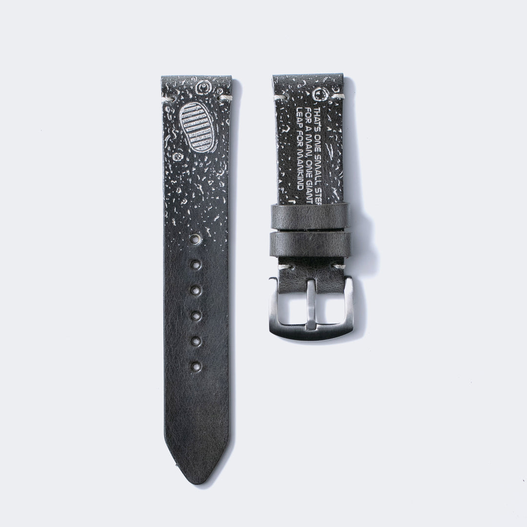 Silver Moon - Tek Kat Deri Saat Kayışı - Antik Gri - Leather Strap