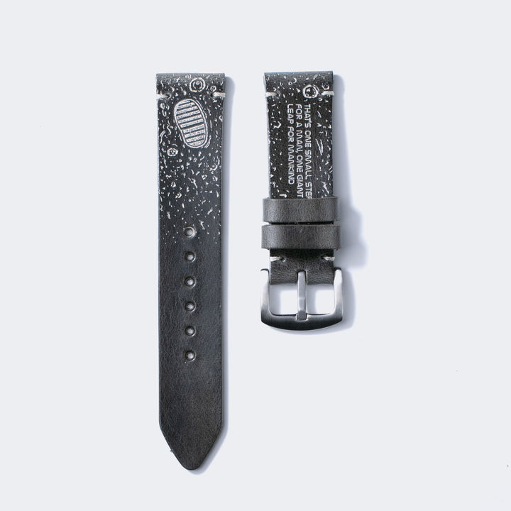 Silver Moon - Tek Kat Deri Saat Kayışı - Antik Gri - Leather Strap