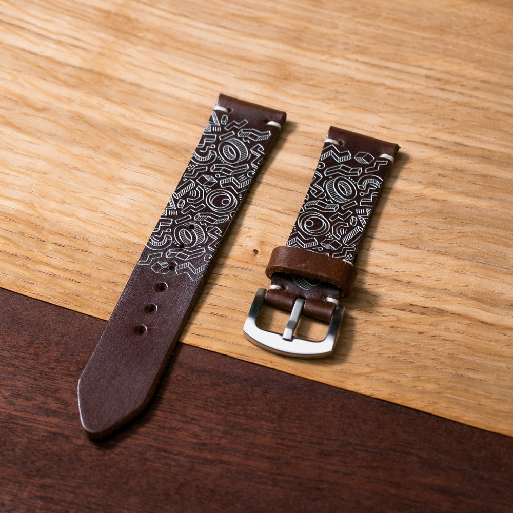 Shapes - Tek Kat Deri Saat Kayışı - Antik Kahve - Leather Strap