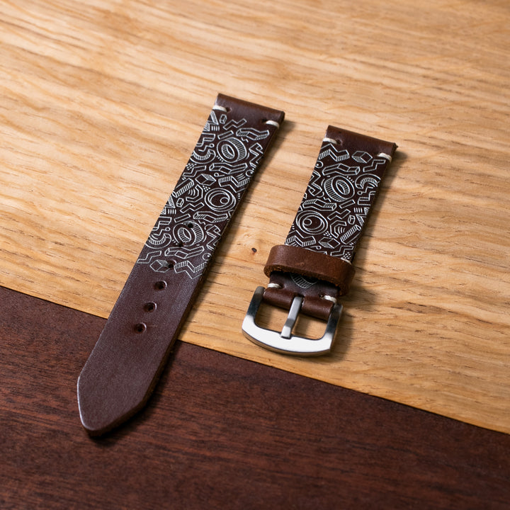 Shapes - Tek Kat Deri Saat Kayışı - Antik Kahve - Leather Strap