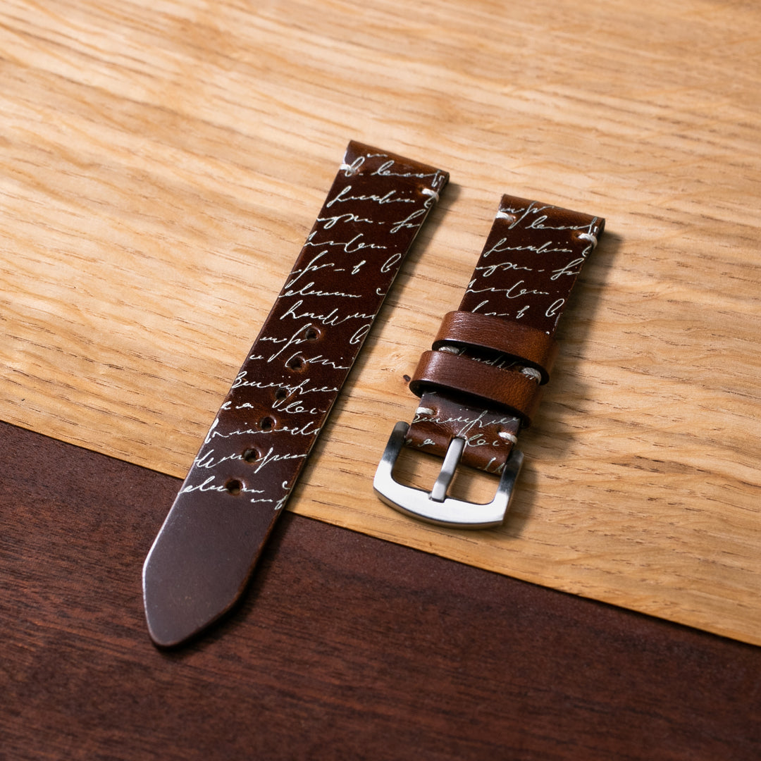 Scritto White - Tek Kat Deri Saat Kayışı - Antik Kahve - Leather Strap