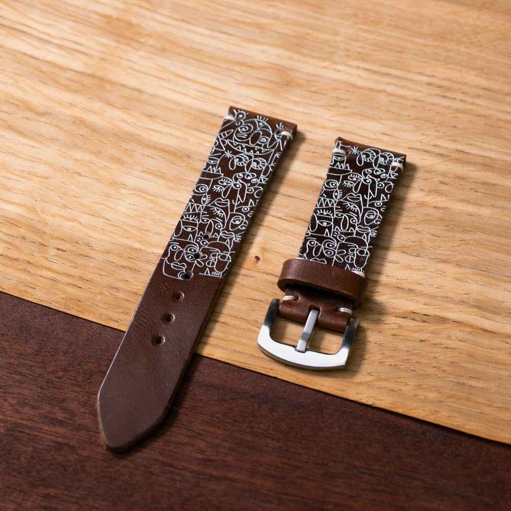 Faces - Tek Kat Deri Saat Kayışı - Antik Kahve - Leather Strap