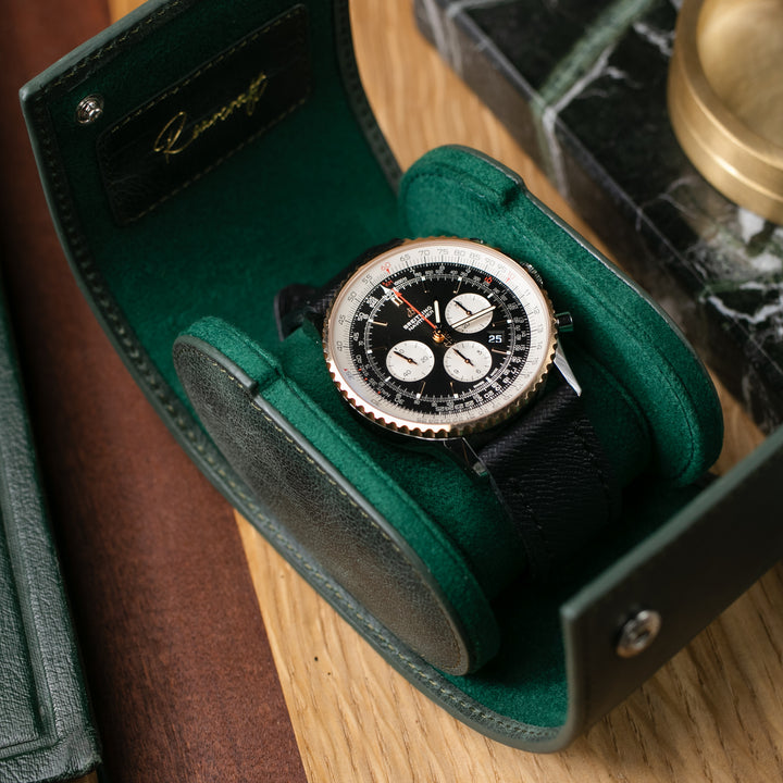 Tekli Deri Saat Kutusu - Zümrüt Yeşil - Watch Roll - Aksesuar