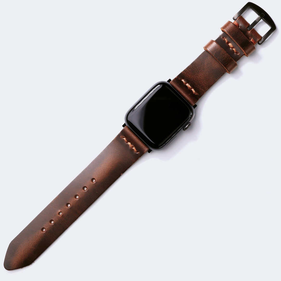 Tek Kat Deri Apple Watch Kordon - Antik Kahve - Roarcraft TR