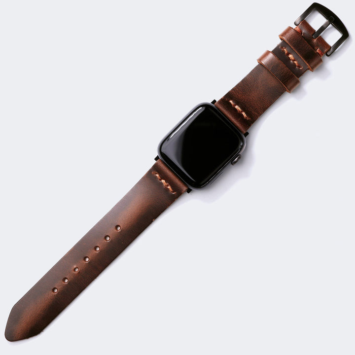 Tek Kat Deri Apple Watch Kordon - Antik Kahve - Roarcraft TR