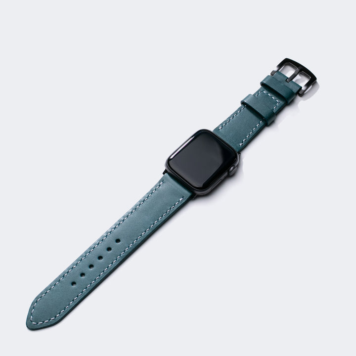 Fırçalı Çift Kat Deri Apple Watch Kayışı - Dusk Blue
