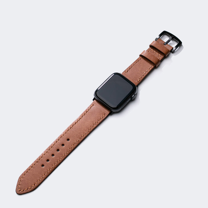 Fırçalı Çift Kat Deri Apple Watch Kayışı - Fındık