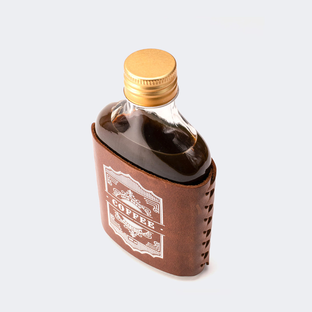 Deri Kaplı Cold Brew Kahve Şişesi