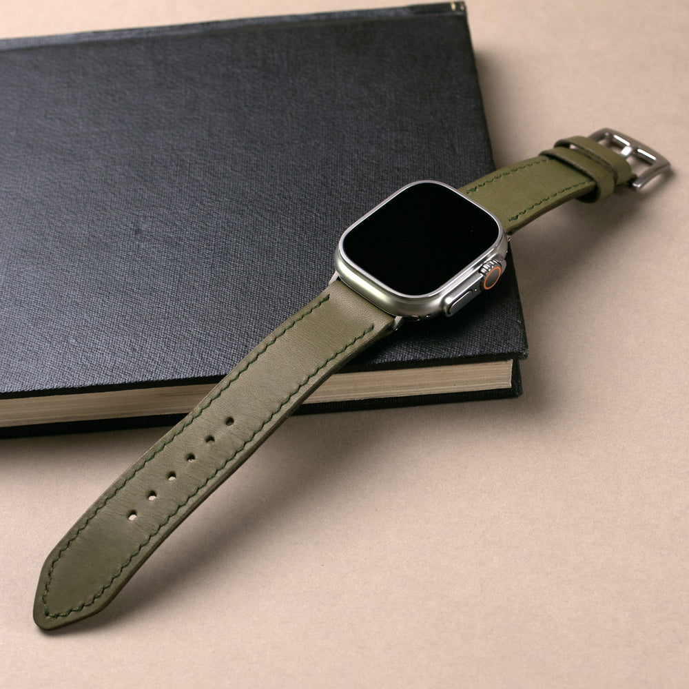 VegTan Deri Apple Watch Kayışı - Olive - Roarcraft TR
