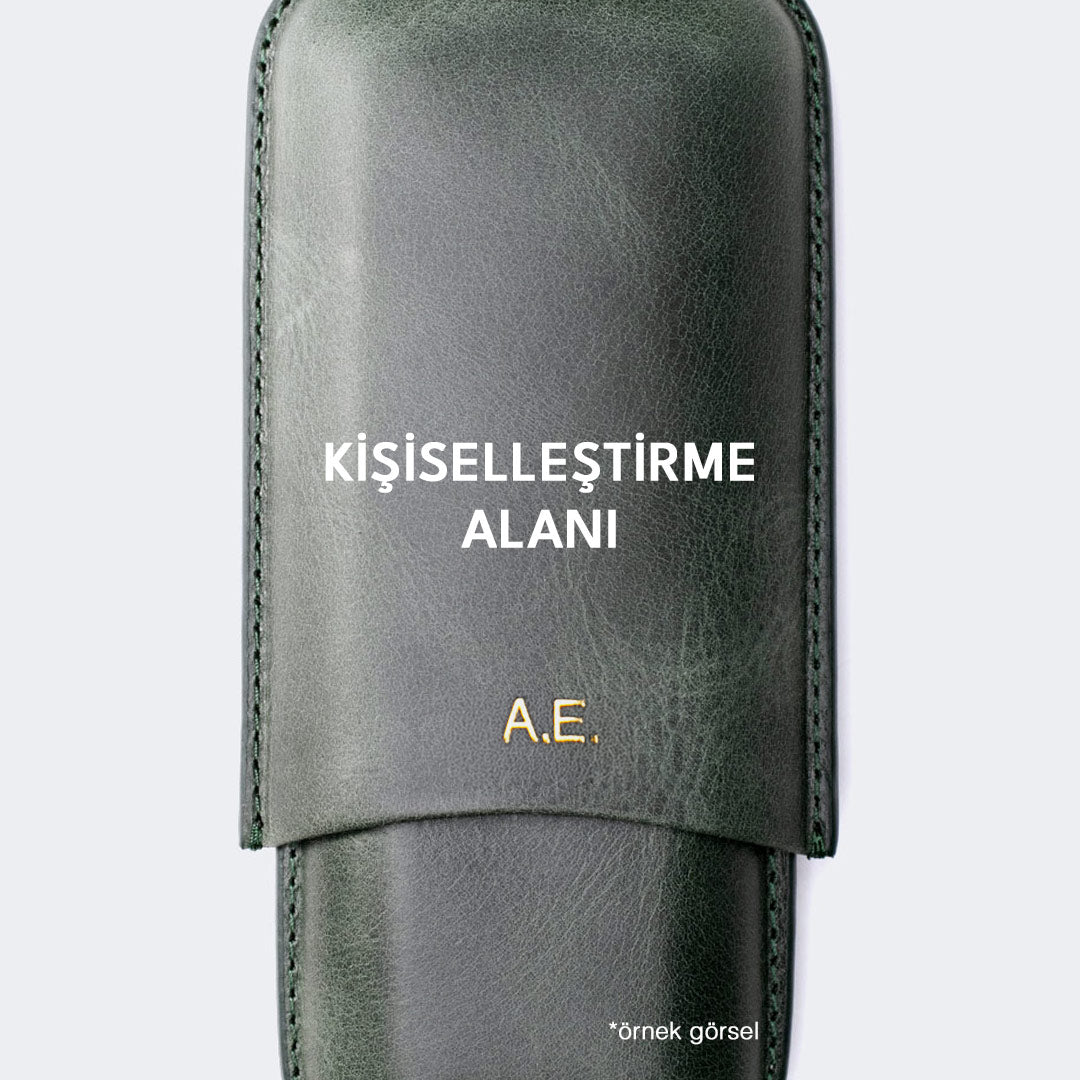 İkili Deri Puro Kılıfı - Yeşil