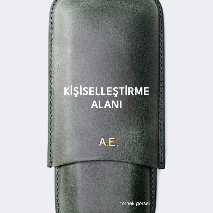 İkili Deri Puro Kılıfı - Yeşil