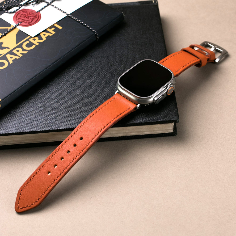 VegTan Deri Apple Watch Kayışı - Orange - Roarcraft TR