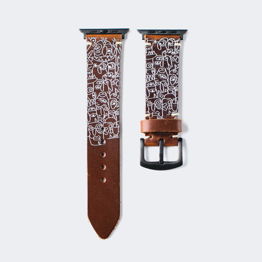 Faces - Tek Kat Deri Apple Watch Kordon - Antik Kahve - Leather Strap