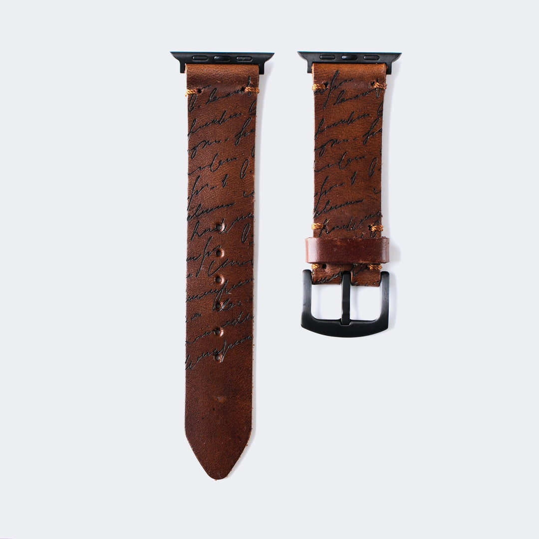 Scritto Black - Tek Kat Deri Apple Watch Kordon - Antik Kahve - Leather Strap
