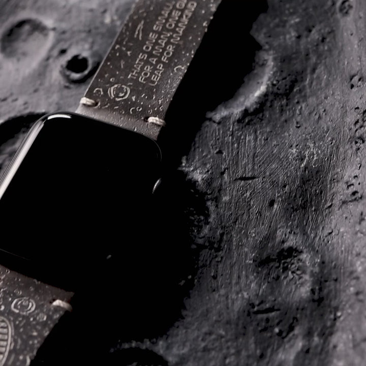 Silver Moon - Tek Kat Deri Apple Watch Kordon - Antik Gri