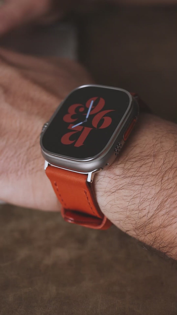 VegTan Çift Kat Deri Apple Watch Kayışı - Orange