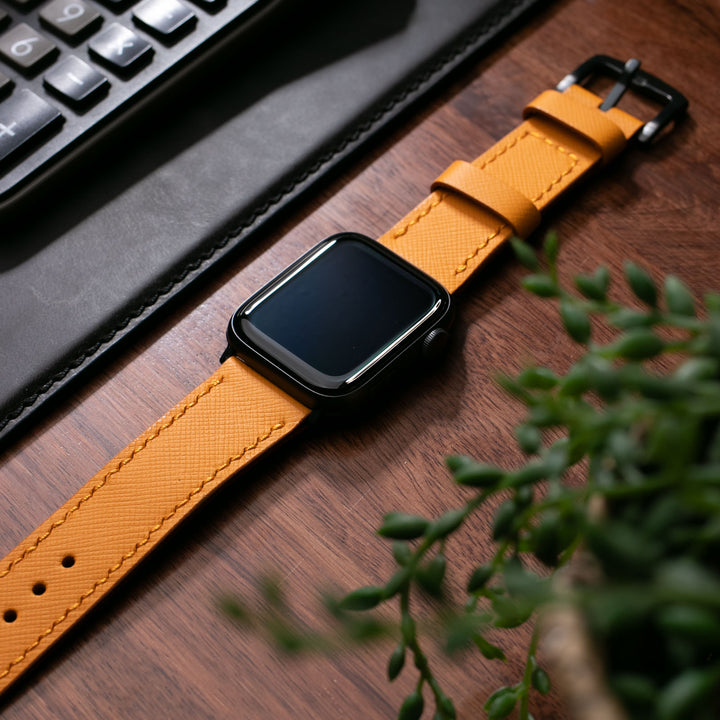 Saffiano Amber Deri Apple Watch Kayış
