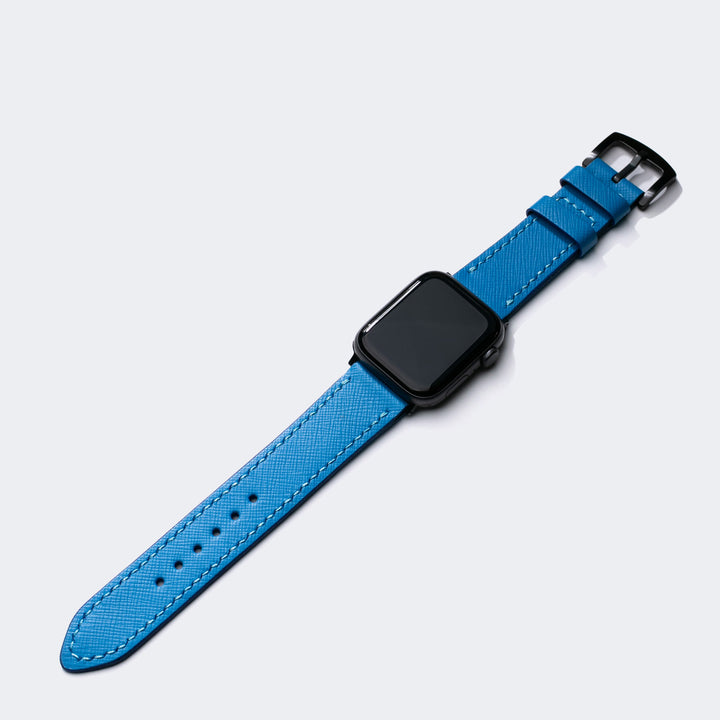 Saffiano Azur Mavisi Deri Apple Watch Kayış