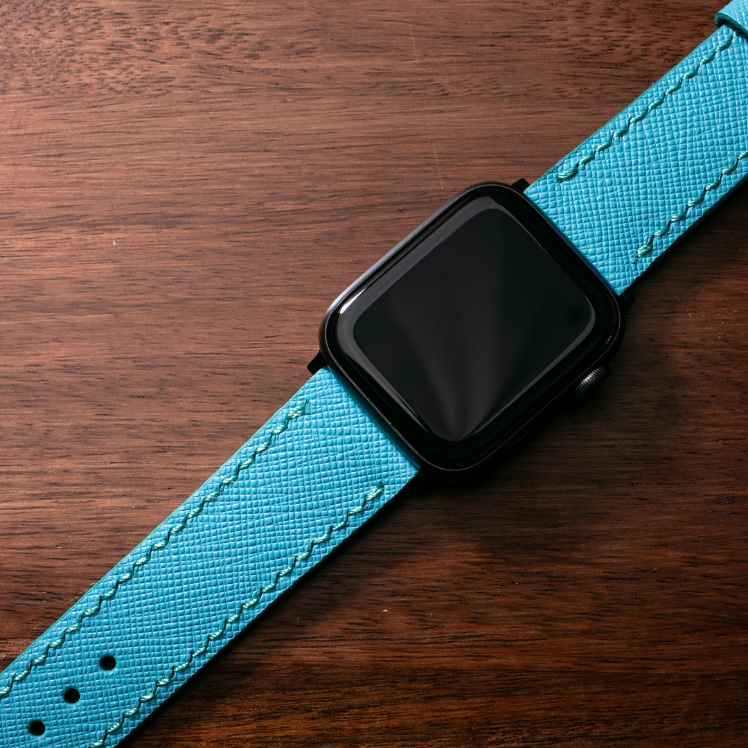 Saffiano Olimpik Mavi Deri Apple Watch Kayış
