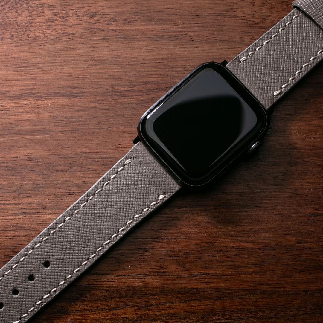 Saffiano Kül Grisi Deri Apple Watch Kayış
