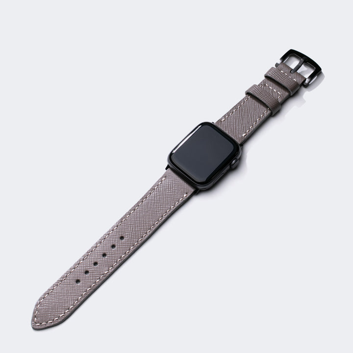 Saffiano Kül Grisi Deri Apple Watch Kayış