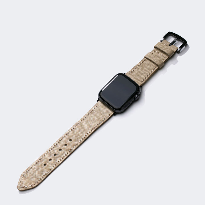 Saffiano Vanilya Deri Apple Watch Kayış
