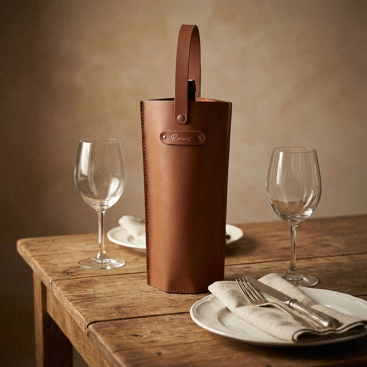 Deri Şarap Taşıma Kılıfı