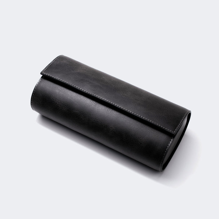 Üçlü Deri Saat Kutusu - Antrasit - Watch Roll - Aksesuar