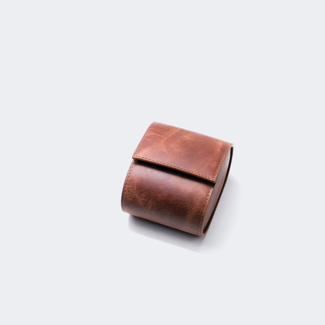 Tekli Deri Saat Kutusu - Tobacco - Watch Roll - Aksesuar