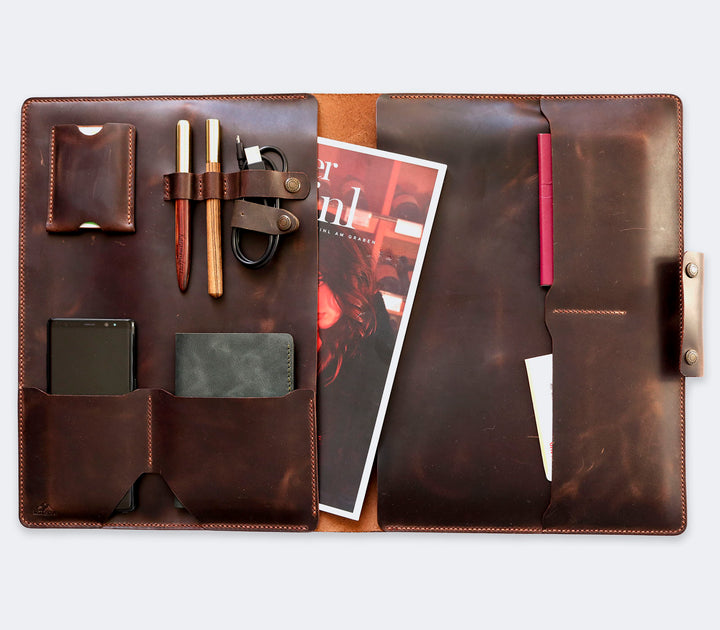 iPad Organizer - Antik Kahve Deri Kılıf 