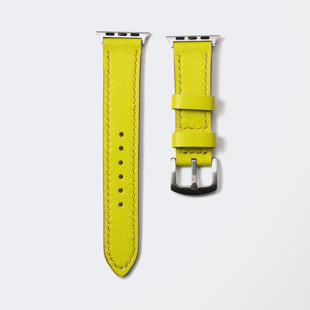 Saffiano Deri Apple Watch Kayış - Lime - Roarcraft TR