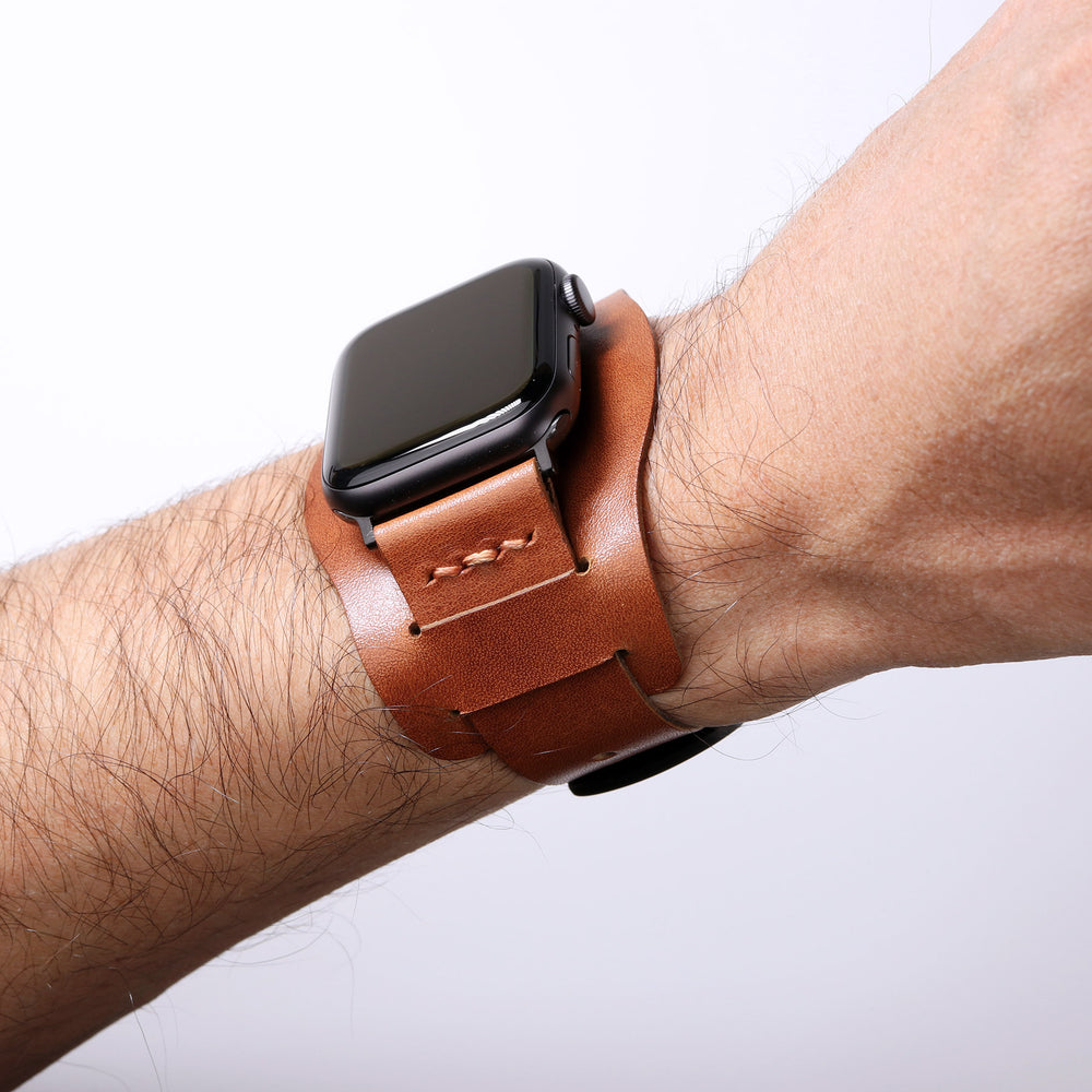 Bund Strap - Tek Kat Deri Apple Watch Kordon - Taba - Roarcraft TR