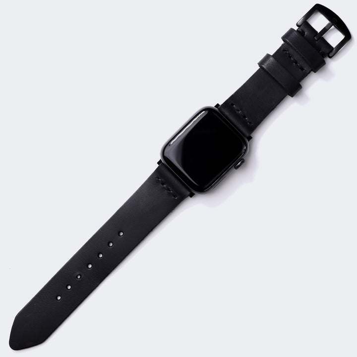 Tek Kat Deri Apple Watch Kordon - Siyah - Roarcraft TR