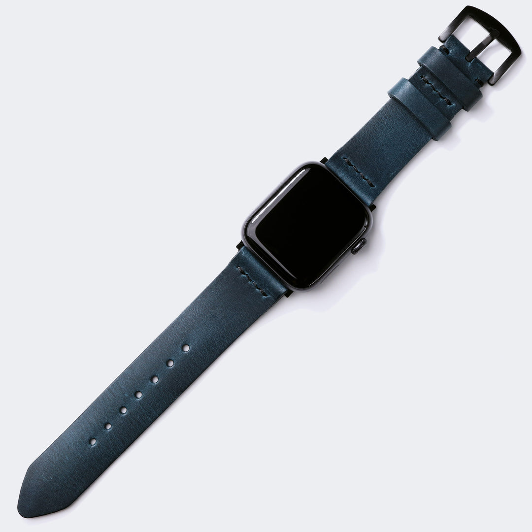 Tek Kat Deri Apple Watch Kordon - Mavi Mercan - Roarcraft TR