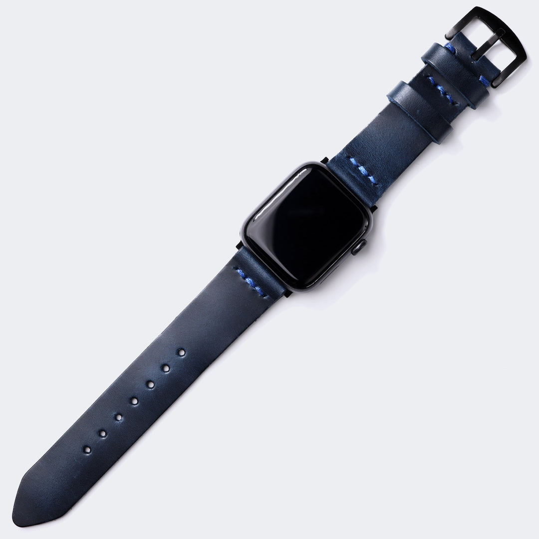 Tek Kat Deri Apple Watch Kordon - Indigo Mavi - Roarcraft TR