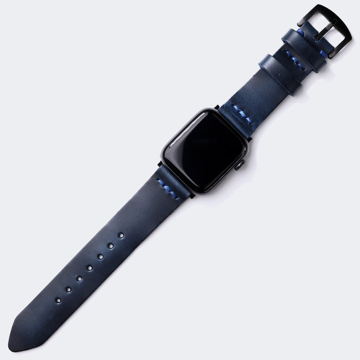 Tek Kat Deri Apple Watch Kordon - Indigo Mavi - Roarcraft TR