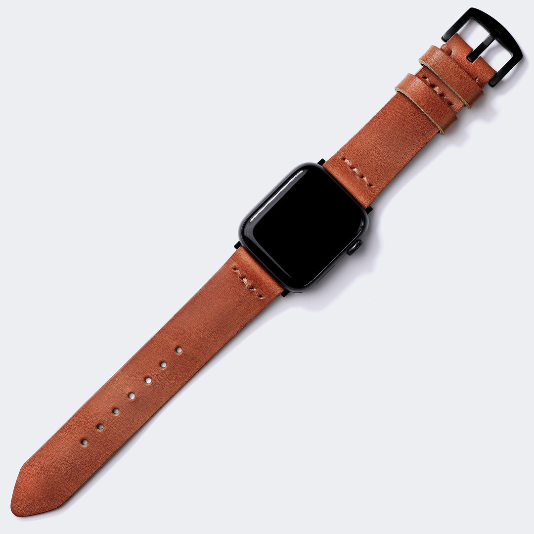 Tek Kat Deri Apple Watch Kordon - Taba - Roarcraft TR